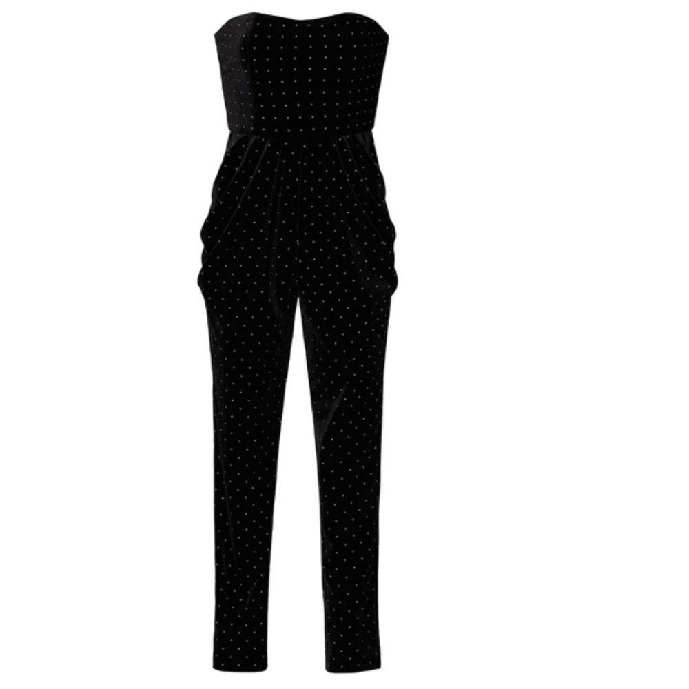 Anthropologie Black and Silver Strapless Jumpsuit - Picture 2 of 10